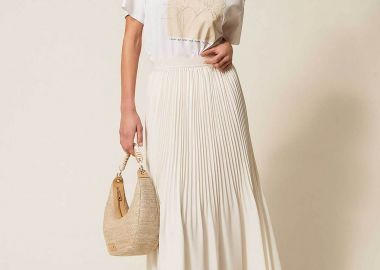 Twinset γυναικεία maxi φούστα πλισέ - 261TE2113 Λευκό - TWINSET - 