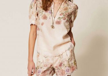 Twinset γυναικεία μπλούζα με floral σχέδιο - 261TT2573 Ροζ - TWINSET - 