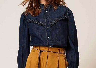 Twinset γυναικείο denim με βολάν - 261TP2672 Μπλε Σκούρο - TWINSET - 