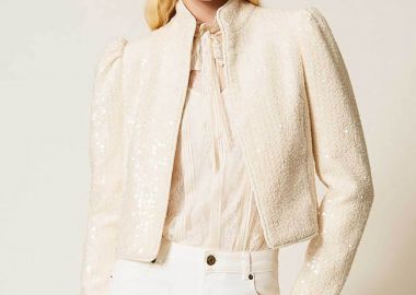 Twinset γυναικείο jacket με παγιέτα - 261TP2621 Εκρού - TWINSET - 