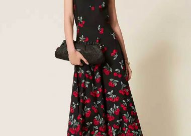 Twinset γυναικείο midi αμάνικο φόρεμα από ποπλίνα με all-over print - 261TT2591 Μαύρο - TWINSET - 