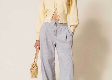 Twinset γυναικείο παντελόνι φόρμας Wide Leg - 261LL2BHH Γκρι - TWINSET - 