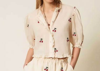 Twinset γυναικείο πουκάμισο με all-over print - 261TT2420 Κρέμ - TWINSET - 