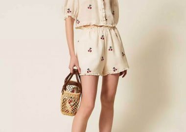 Twinset γυναικείο σορτς με all-over print - 261TT2421 Κρέμ - TWINSET - 