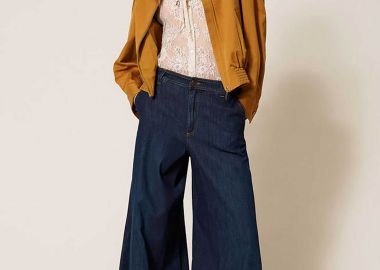 Twinset γυναικείο τζιν παντελόνι Palazzo Fit - 261TP2671 Μπλε Σκούρο - TWINSET - 