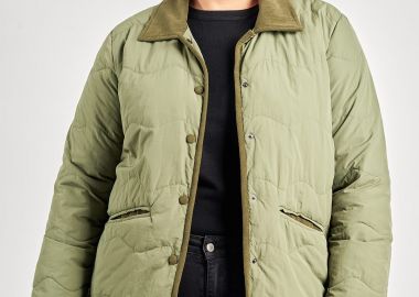 Τζάκετ καπιτονέ με κοτλέ γιακά -  - 