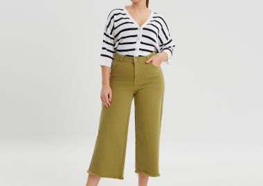 Τζιν basic cropped σε φαρδιά γραμμή - MAT FASHION - 