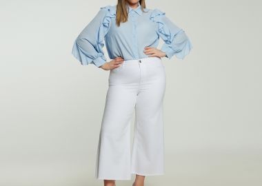 Τζιν basic cropped σε φαρδιά γραμμή - MAT FASHION - 