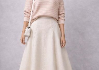 τζην cotton φούστα πιέτες άλφα Sports εκρού - PerfectDress.gr - 