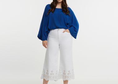 Τζιν cropped με κέντημα - MAT FASHION - 