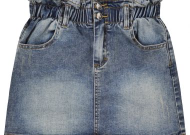 Τζην φούστα paperbag με τσέπες και κουμπιά για κορίτσι - ΜΠΛΕ ΤΖΗΝ 16-100280-3 - energiers - 