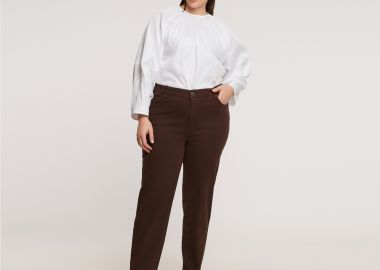 Τζιν καφέ σε γραμμή mom fit - MAT FASHION - 