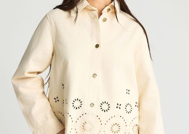 Τζιν μπουφάν με διάτρητο κεντημένο μοτίβο - FUNKY BUDDHA - 