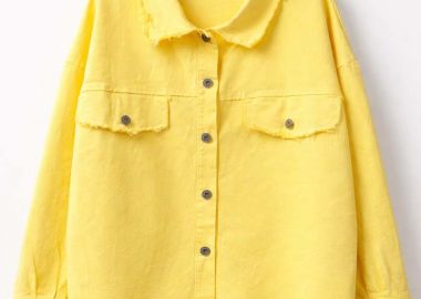 τζην μπουφάν ξέφτια Distressed κίτρινο - PerfectDress.gr - 