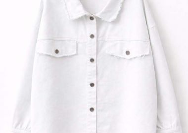 τζην μπουφάν ξέφτια Distressed λευκό - PerfectDress.gr - 