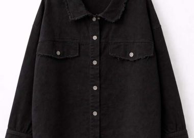 τζην μπουφάν ξέφτια Distressed μαύρο - PerfectDress.gr - 