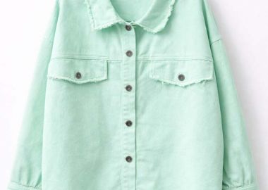 τζην μπουφάν ξέφτια Distressed μέντα - PerfectDress.gr - 