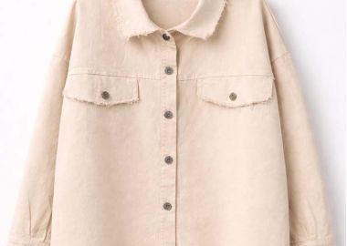 τζην μπουφάν ξέφτια Distressed μπεζ - PerfectDress.gr - 