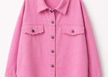 τζην μπουφάν ξέφτια Distressed ροζ bubblegum - PerfectDress.gr - 