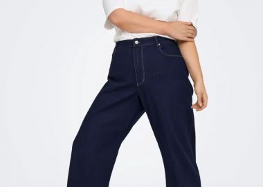 Τζιν παντελόνι φαρδύ ψηλόμεσο σε dark blue denim χρώμα -  - 