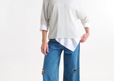 Τζιν Παντελόνι Με Διακοσμητικά Αστέρια Wide Leg -  - 