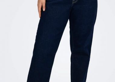 Τζιν παντελόνι ψηλόμεσο σε dark blue denim χρώμα και ίσια γραμμή -  - 