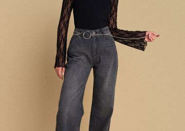 Τζιν παντελόνι straight με γυρισμένο ρεβέρ - 5206634981516 -  - 