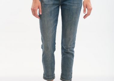Τζιν Ψηλόμεσο Mom Fit με Κουμπιά Στρας -  - 