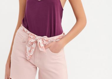 Τζιν σορτς με δέσιμο στη μέση - FUNKY BUDDHA - 