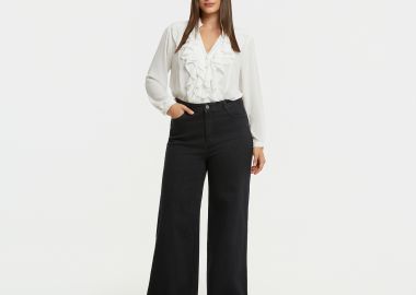 Τζιν wide-leg μαύρο denim - MAT FASHION - 