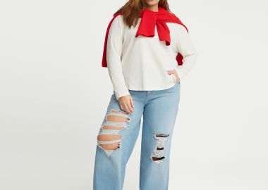 Τζιν wide-leg με σκισίματα - MAT FASHION - 