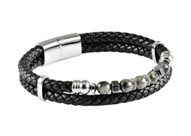 U.S. POLO Βραχιόλι από Aνοξείδωτο ατσάλι & Δέρμα Black JW9284BR - U.S. Polo Jewellery - 