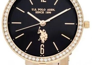 U.S. POLO Ladie's Crystals - USP8279BK, Gold case with Stainless Steel Bracelet - U.S. Polo - 
