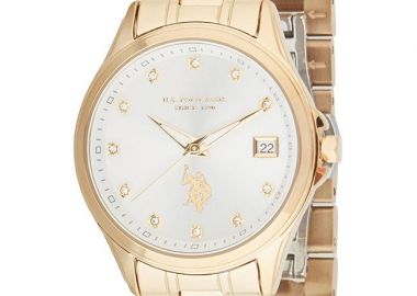 U.S. POLO Louise Crystals - USP8341YG, Gold case with Stainless Steel Bracelet - U.S. Polo - 