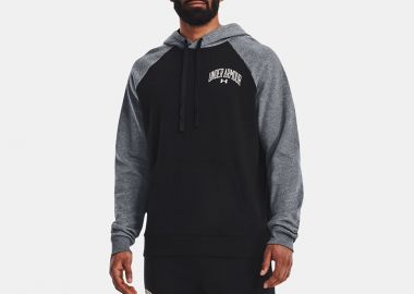 UA RIVAL FLEECE WORDMARK COLORBLOCK HOODIE ΜΑΥΡΟ - UNDER ARMOUR - 