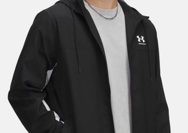 Under Armour ανδρικό αντιανεμικό μπουφάν με κουκούλα και λογότυπο - 1390149 Μαύρο - UNDER ARMOUR - 