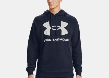 UNDER ARMOUR RIVAL FLEECE BIG LOGO HOODIE ΜΠΛΕ - UNDER ARMOUR - 