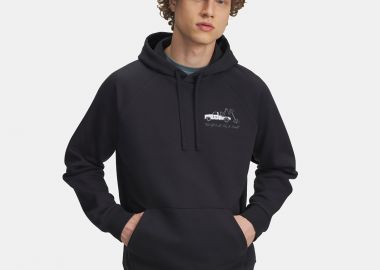 UNDER ARMOUR RIVAL FLEECE HBR LOGO HOODIE ΜΑΥΡΟ - UNDER ARMOUR - 