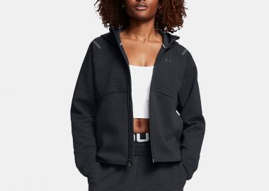 UNDER ARMOUR UNSTOPPABLE FLEECE GRID FULL ZIP HOODIE ΜΑΥΡΟ - UNDER ARMOUR - 