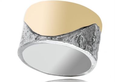 Unisex δαχτυλίδι εξαιρετικής κατασκευής από ασήμι 925 και 14 καράτια γνήσιου χρυσού -  - 