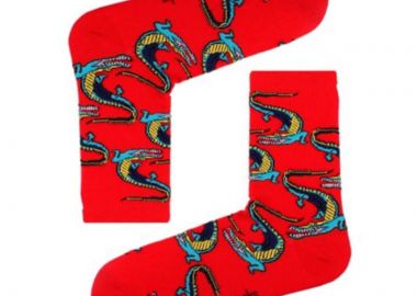 Unisex κάλτσες με κροκόδειλο κόκκινο - chetic socks - 