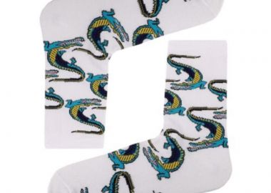 Unisex κάλτσες με κροκόδειλο λευκό - chetic socks - 