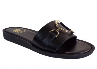 UTOPIA Γυναικεία Παπούτσια Παντόφλες U3-001 Μαύρο Δέρμα - UTOPIA - 