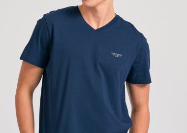 V-neck t-shirt με logo στο στήθος - FUNKY BUDDHA - 