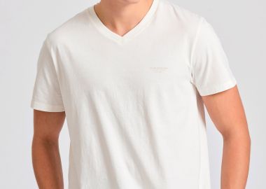 V-neck t-shirt με logo στο στήθος - FUNKY BUDDHA - 