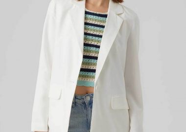 Vero Moda γυναικείο σακάκι μονόχρωμο από βισκόζη Box Fit - 10287190 Λευκό - VERO MODA - 
