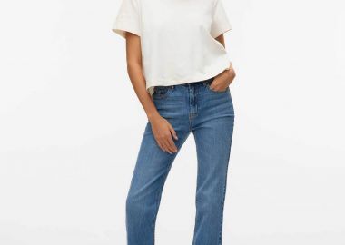 Vero Moda γυναικείο τζιν παντελόνι ψηλόμεσο πεντάτσεπο Straight Fit - 10315494 Denim Blue - VERO MODA - 