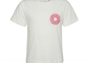 Vero Moda παιδικό T-shirt με στρογγυλή λαιμόκοψη και κεντημένο σχέδιο με πούλιες (6-14 ετών) - 10285292 Λευκό - VERO MODA - 