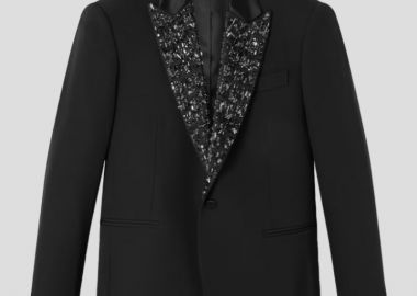 VERSACE Ανδρικό Μαύρο Crystal Single-Breasted Blazer - VERSACE - 