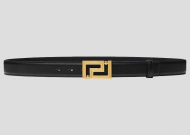 VERSACE Ανδρικό Μαύρο Greca Leather Belt - VERSACE - 